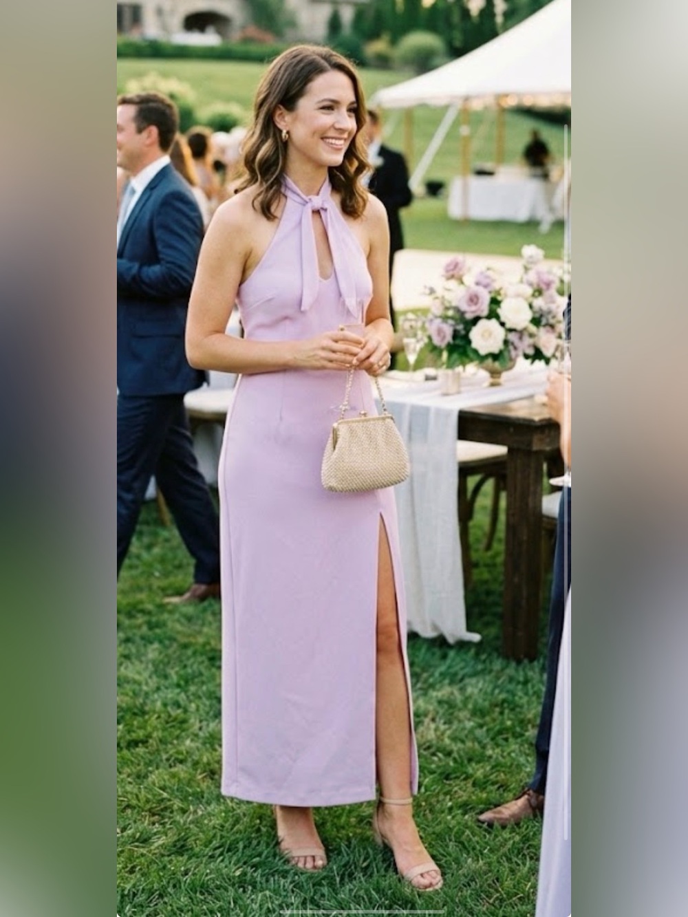 NWT SP Abercrombie Fitch Lilac Lavender Halter Keyhole Slit Maxi Dress wedding